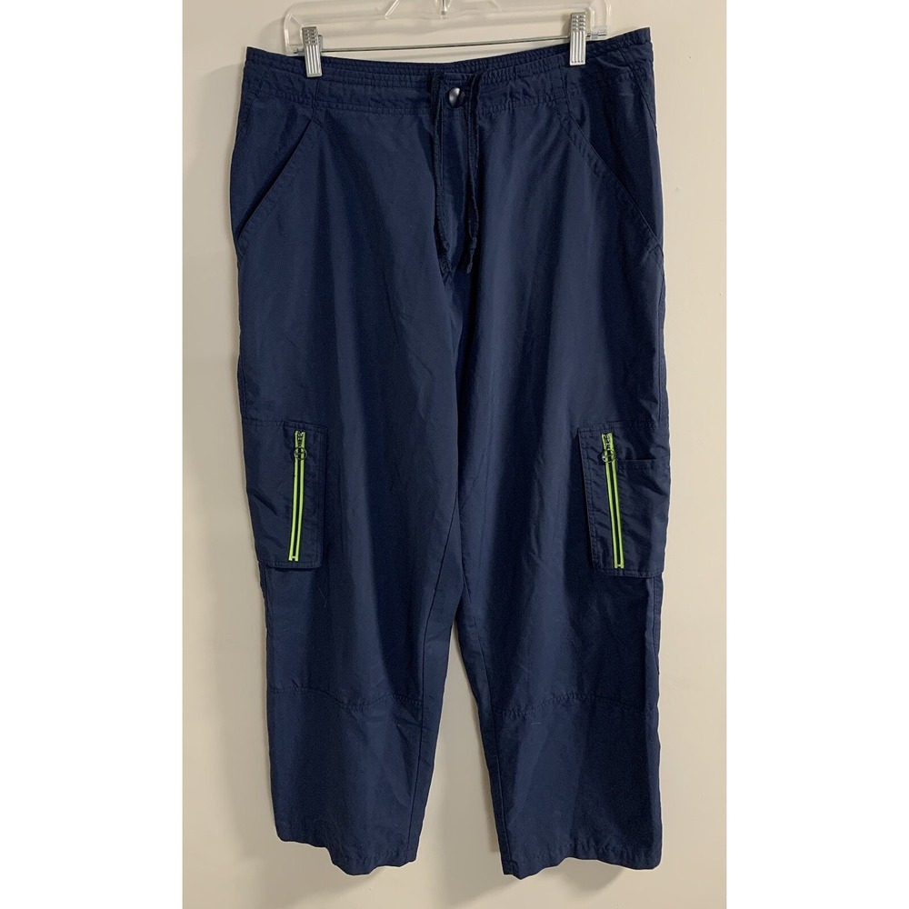 Vintage Nike Windbreaker Cargo Pants Mens XL Blue Green Trim Y2K Baggy Parachute